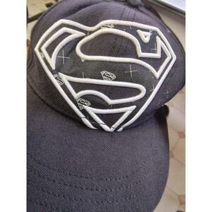 superman baseball cap black with black white embelm